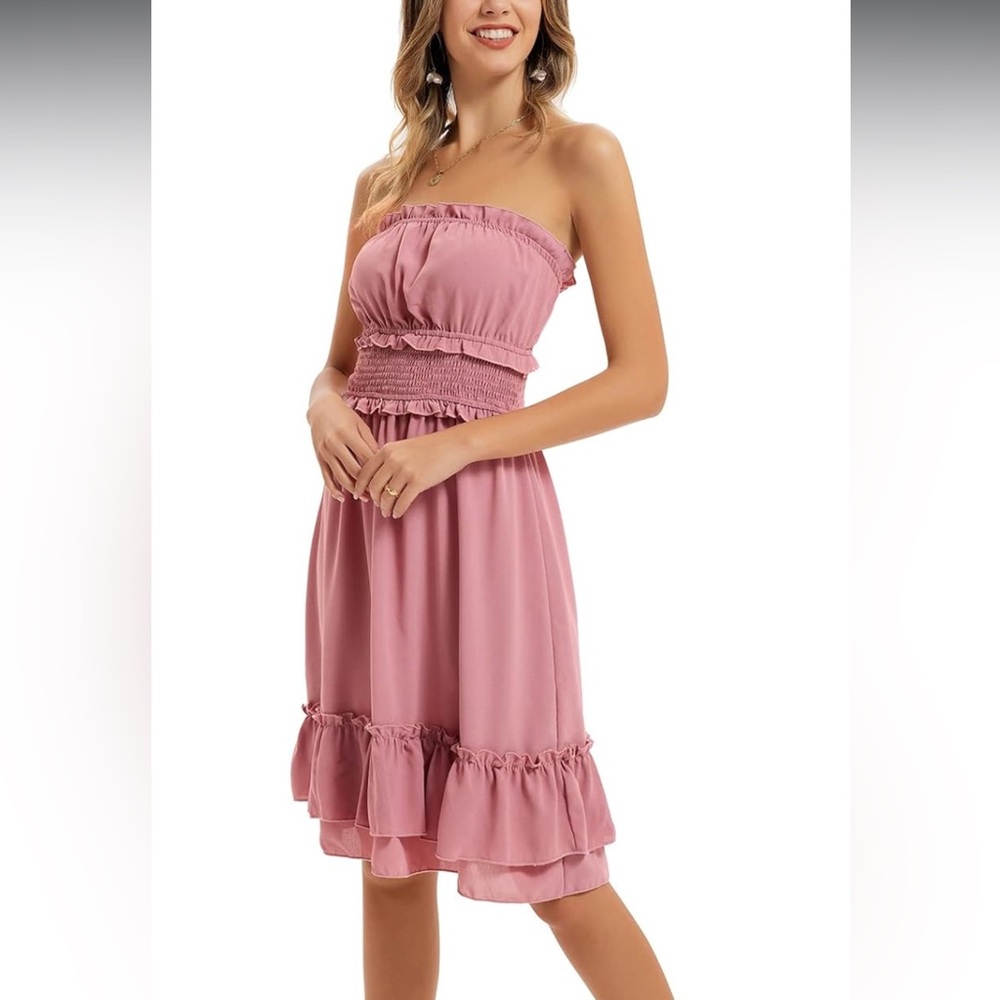 Elegant Pink Strapless Dress